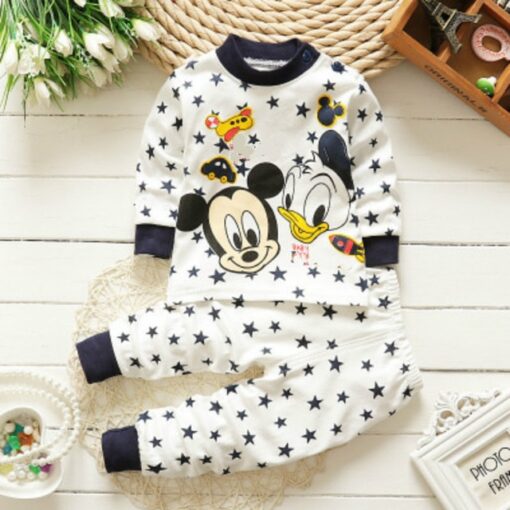 Children's Cotton Boys and Girls Baby Cotton Underwear Set Children's Autumn Clothes Long Pants Home Service Baby Clothes