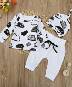 Newborn Cloud Print T Shirt Tops+pants Outfits Set Clothes Infant Girl Boy Baby Kleding Baby Outfits Neugeborene Kleidung