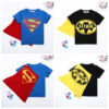 2020 Kids Boys T-shirt Tops with Cape Superman Batman Children summer Short Sleeve t-shirt Tee tops Baby Boys Clothes custume