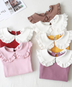2020 Spring Autumn New Girls Shirts Kid's T-shirt Lapel Lace Casual Fashion White Doll Collar Shirt Children's Clothing