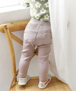 Autumn Baby Boys Girls Leggings Toddler Ribbed Pp Pants Kids Trousers Solid Color Little Boy Harem Casual Cotton Bottoming Pant