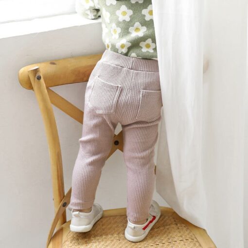 Autumn Baby Boys Girls Leggings Toddler Ribbed Pp Pants Kids Trousers Solid Color Little Boy Harem Casual Cotton Bottoming Pant