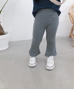 VIDMID baby girls solid color bell-bottomed pants kids cotton casual flared trousers clothes girls flare pants 4134 01