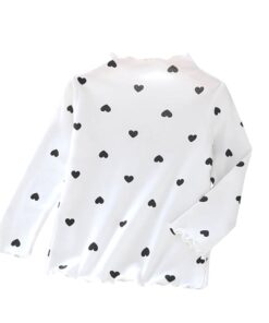 Children Long Sleeves Bottoming Shirt T-Shirt Newborn Infant Kawaii Heart-Shaped High Collar Clothing Toddler Winter Warm Tops