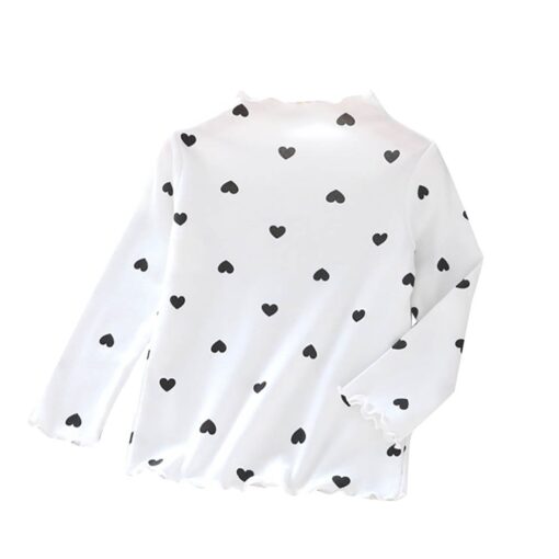 Children Long Sleeves Bottoming Shirt T-Shirt Newborn Infant Kawaii Heart-Shaped High Collar Clothing Toddler Winter Warm Tops