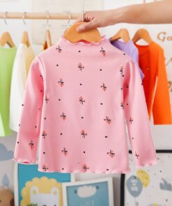 Turtleneck Girls T-shirts Long Sleeve Shirts For Kids 1-6 Years Children Bottom Spring Autumn Toddler Tees Baby Outerwear