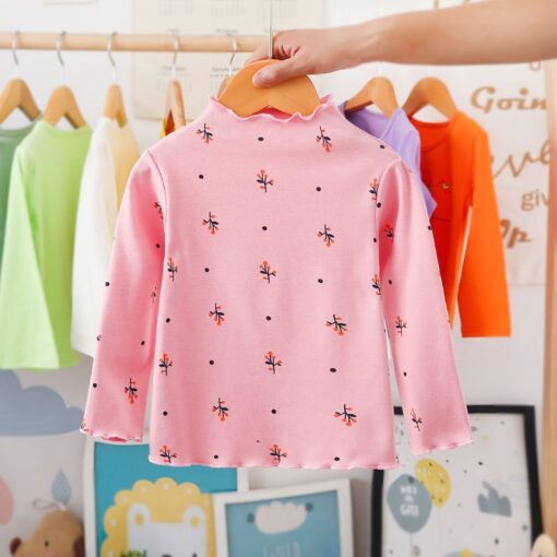 Turtleneck Girls T-shirts Long Sleeve Shirts For Kids 1-6 Years Children Bottom Spring Autumn Toddler Tees Baby Outerwear