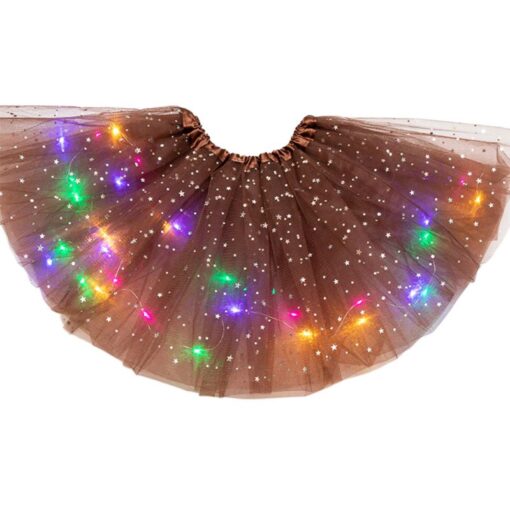 Women Girls Kids Neon LED Tutu Skirt Party Stage Dance Wear Pleated Layered Tulle Light Up Short Dress for 3-12 years old