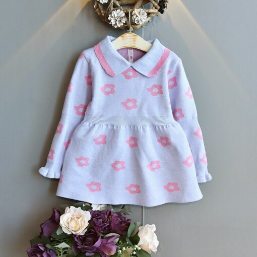 Baby Mink Fleece Sweater Girl Dress Children'S Clothing Autumn Winter 2020 New Pullover Sweater Dot European American Kid Dress