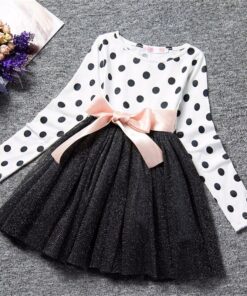 Dot Long Sleeve Dress For Girls Clothing Baby Girl Clothing Teenager School Daily Wear Kids Casual Clothes Vestido Infantil 8T