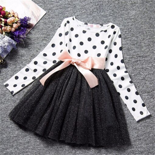 Dot Long Sleeve Dress For Girls Clothing Baby Girl Clothing Teenager School Daily Wear Kids Casual Clothes Vestido Infantil 8T