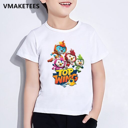 Kids Top Wing Cartoon Print Funny T-shirt Children Cute Clothes Girls & Boys Summer White Baby T shirt