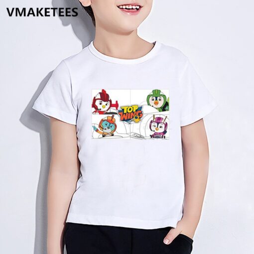Kids Top Wing Cartoon Print Funny T-shirt Children Cute Clothes Girls & Boys Summer White Baby T shirt