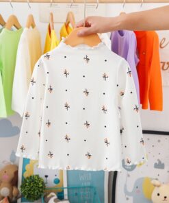 Turtleneck Girls T-shirts Long Sleeve Shirts For Kids 1-6 Years Children Bottom Spring Autumn Toddler Tees Baby Outerwear