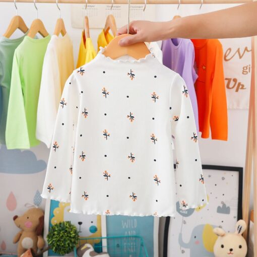 Turtleneck Girls T-shirts Long Sleeve Shirts For Kids 1-6 Years Children Bottom Spring Autumn Toddler Tees Baby Outerwear