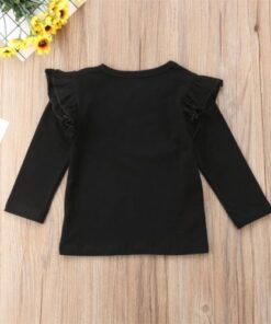 1-5Y Toddler Kids Baby Girls Lace Casual Long Sleeve T-shirt Tee Tops Blouse Clothes Black White Red 3 Colors