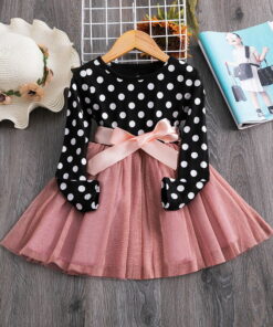 2020 Elegant Kids Flower Girls Winter Dresses Children Kids Floral Long Sleeve Clothing Girls Princess Tulle Dress