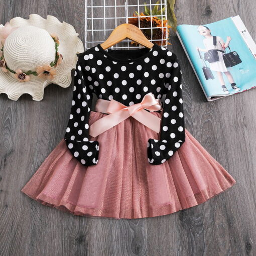 2020 Elegant Kids Flower Girls Winter Dresses Children Kids Floral Long Sleeve Clothing Girls Princess Tulle Dress