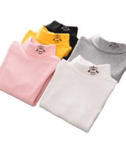 Toddler Children's Clothing TOPS Boys and Girls Autumn Winter Turtleneck Bottoming Shirt Baby Long-Sleeved T-shirt Autumn Kids