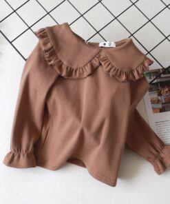 2020 Spring Autumn New Girls Shirts Kid's T-shirt Lapel Lace Casual Fashion White Doll Collar Shirt Children's Clothing
