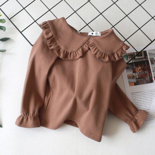 2020 Spring Autumn New Girls Shirts Kid's T-shirt Lapel Lace Casual Fashion White Doll Collar Shirt Children's Clothing