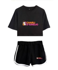 New Charli DAmelio Ice Coffee Splatter Women Two Piece Set Shorts+lovely T-shirt Sexy charli damelio merch Sport suit Girl