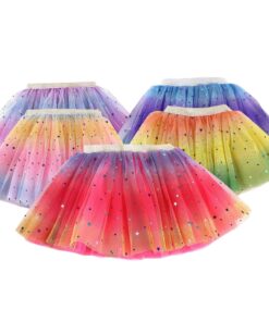 Toddler Skirt Kids Baby Star Glitter Dance Tutu Skirt For Girl Sequin 3 Layers Tulle Toddler Pettiskirt Children Chiffon 2-8T