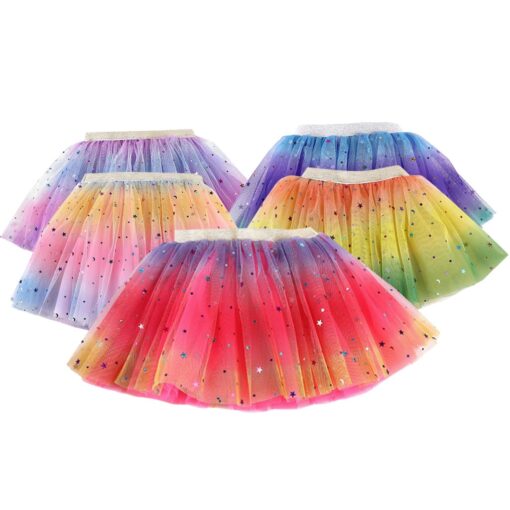 Toddler Skirt Kids Baby Star Glitter Dance Tutu Skirt For Girl Sequin 3 Layers Tulle Toddler Pettiskirt Children Chiffon 2-8T