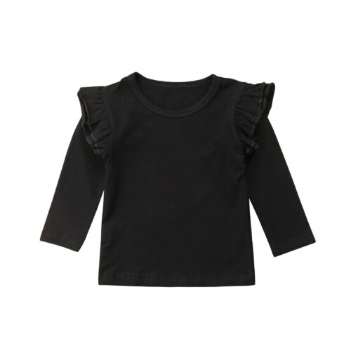 1-5Y Toddler Kids Baby Girls Lace Casual Long Sleeve T-shirt Tee Tops Blouse Clothes Black White Red 3 Colors