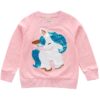 Autumn Girls Sweatshirt Unicorn Sequined Children T-shirt Cotton Long Sleeve Kids Tops Tees Fashion Girls Clothing