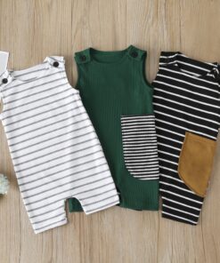 2020 New Baby Boys Girls Clothes Newborn Romper Infant Jumpsuit Summer Cotton Striped Patchwork Rompers Cool Shorts Babies 0-24M