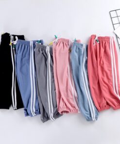 Children Summer Trousers Kid Solid Color Long Harem Pants Boys Sweatpants Toddler Bottom Baby Girl Leggings Anti-mosquito Pant