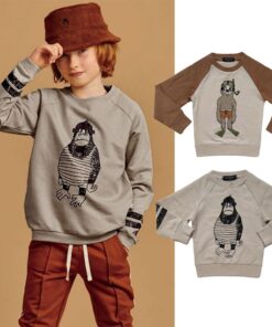 EnkeliBB Child Boys Autumn Winter Sweatshirt Fashion Brand Design Kids Long Sleeve Tops Toddler Boys Clothes For Winter Monkey