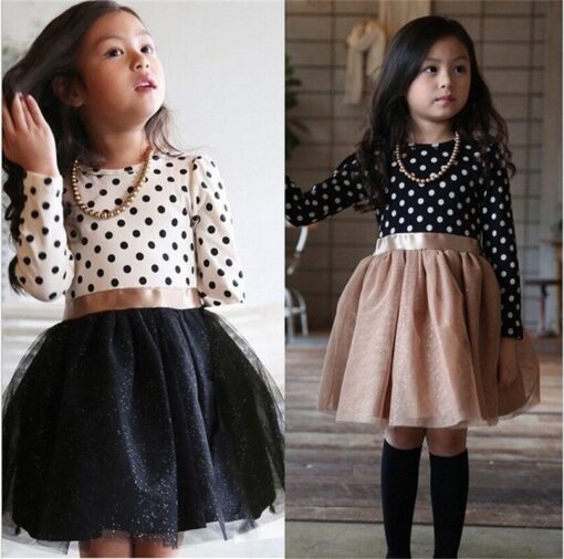 Dot Long Sleeve Dress For Girls Clothing Baby Girl Clothing Teenager School Daily Wear Kids Casual Clothes Vestido Infantil 8T