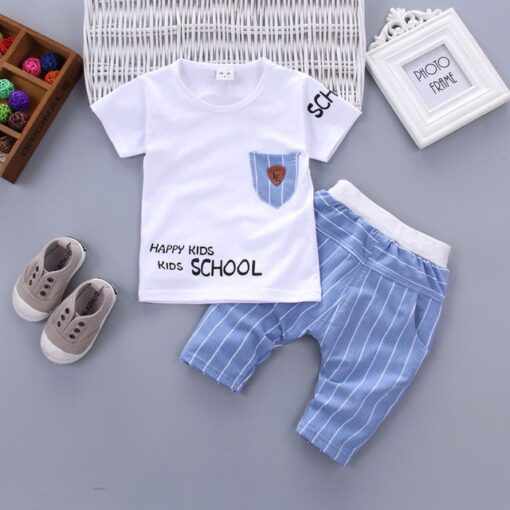 2020 New Baby Shirt Clothing Set Boys Girls Cute Summer Casual Wear Set Cartoon Mustache Top Denim Set Children's Clothes 1-4 Ye