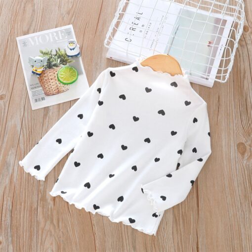 Children Long Sleeves Bottoming Shirt T-Shirt Newborn Infant Kawaii Heart-Shaped High Collar Clothing Toddler Winter Warm Tops