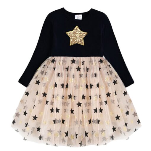 VIKITA Girls Princess Dresses Kids Cartoon Vestidos Children Autumn Dress Kids Dress for Girls Long Sleeve Unicorn Dresses