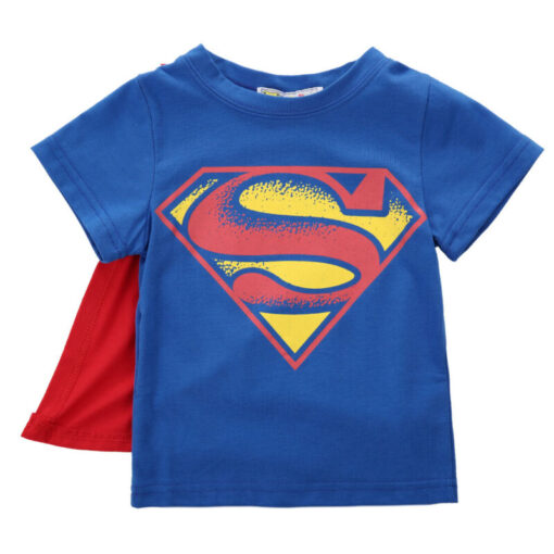 2020 Kids Boys T-shirt Tops with Cape Superman Batman Children summer Short Sleeve t-shirt Tee tops Baby Boys Clothes custume