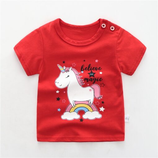 Girls 6M-5Y summer T-Shirts short sleeve Tees Kids Children Casual Cartoon Unisex cotton T-Shirts Boy baby clothes girls tops