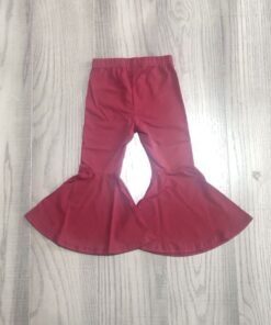Girlymax fall/winter baby girls children clothes cotton black wine mustard solid color ruffles bell-bottoms pants