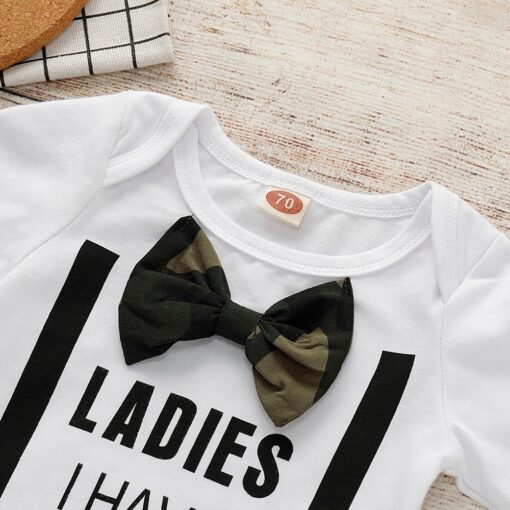 Cute 3PCS Set Newborn Baby Boy Clothes Lovely bowtie kids Cotton Bodysuit Tops Long Pants Hat Outfits Clothes Set 0-18M D30