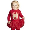 2-4 Years Christmas elk Print Girls Princess Dress Winter Long Sleeve Dresses for Girl birthday Party Cartoon Kids dress D30
