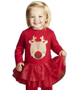2-4 Years Christmas elk Print Girls Princess Dress Winter Long Sleeve Dresses for Girl birthday Party Cartoon Kids dress D30