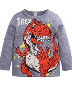 New Baby Boy T-Shirt Children's Clothes Cartoon Boy Dinosaur Long Sleeve T-shirt Spring and Autumn New Print Coat 2-7 Years Old