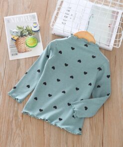 Children Long Sleeves Bottoming Shirt T-Shirt Newborn Infant Kawaii Heart-Shaped High Collar Clothing Toddler Winter Warm Tops