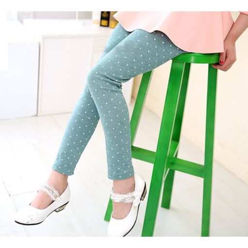 Children Girls Skinny Leggings Long Pants Polka Dots Printed Kids Spring Autumn Cotton Bottoms Dotted Elastic Trousers