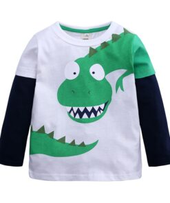 New Baby Boy T-Shirt Children's Clothes Cartoon Boy Dinosaur Long Sleeve T-shirt Spring and Autumn New Print Coat 2-7 Years Old