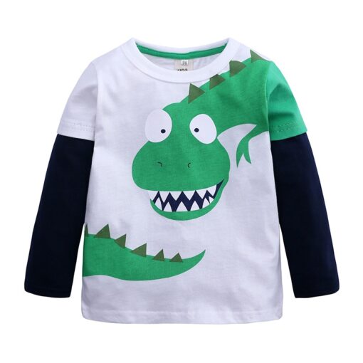 New Baby Boy T-Shirt Children's Clothes Cartoon Boy Dinosaur Long Sleeve T-shirt Spring and Autumn New Print Coat 2-7 Years Old