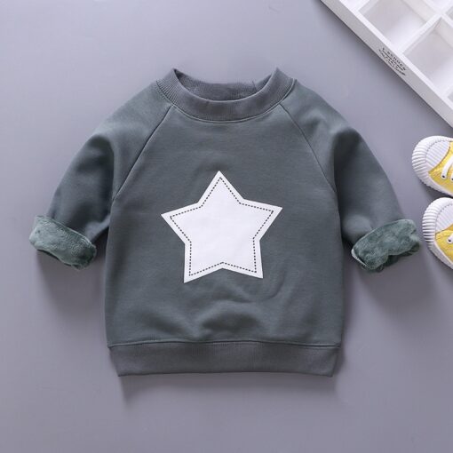 12M-5T Kids Sweatershirts Toddler Boys Girls Velet Sweatshirt Autumn Winter Warm Pullover Cotton Hoodies Children Outwear Tops