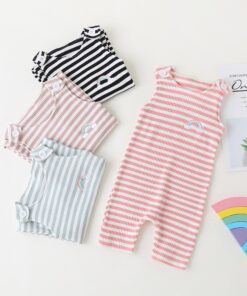 2020 New Baby Boys Girls Clothes Newborn Romper Infant Jumpsuit Summer Cotton Striped Patchwork Rompers Cool Shorts Babies 0-24M